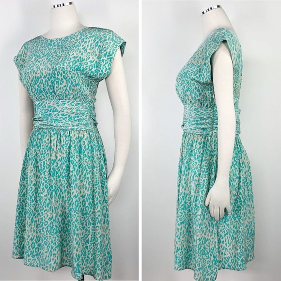 Tucker S Silk Cat's Bright Eye Leopard Print Dress - Picture 3 of 8